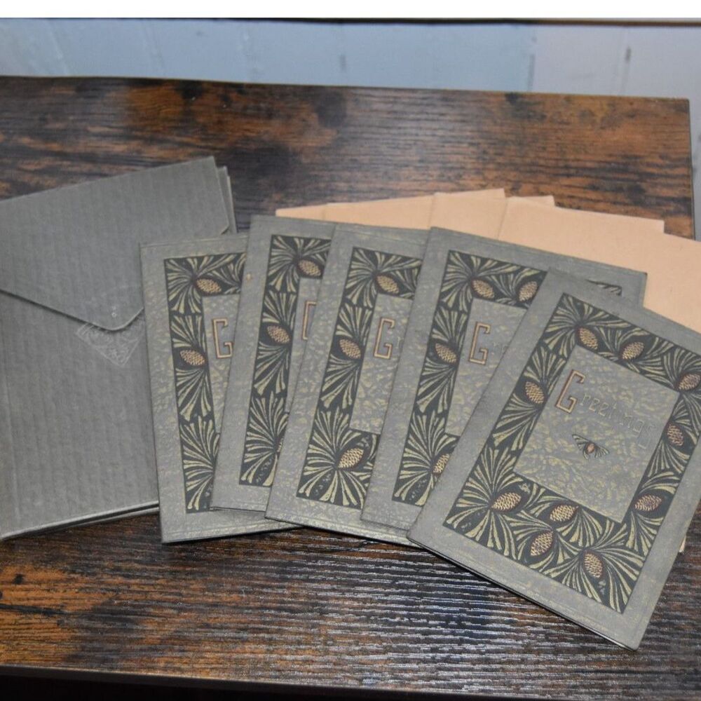 Antique 1920s Reliance Photo Greeting Card Folders Pinecone Design Lot